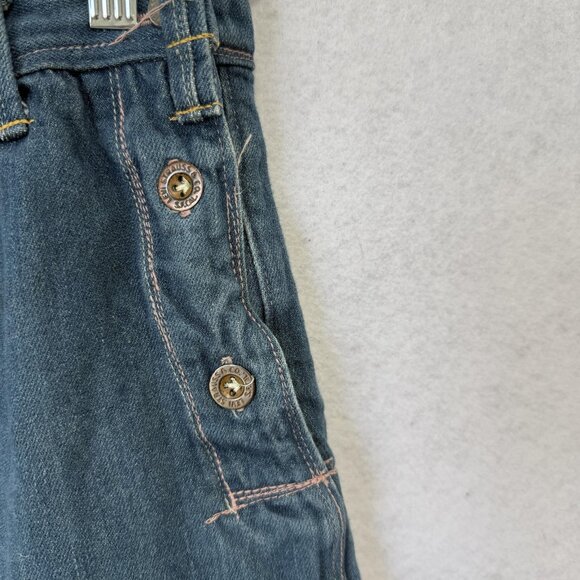 Levi's Red Denim Skirt Womens XS Blue A Line Ruffle Hem Button Knee Length - Picture 4 of 10